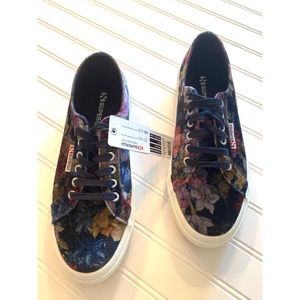 SUPERGA velvet floral shoes